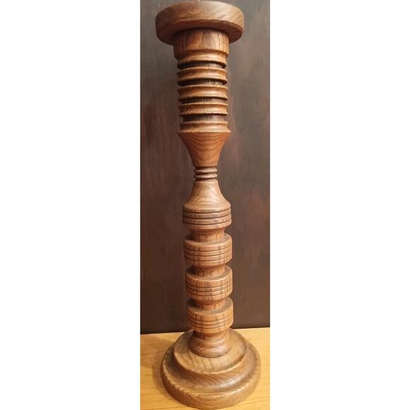 Hand Turned Large Wood Church Altar Candlestick CANDLE STICK vintage detailed - Picture 4 of 6